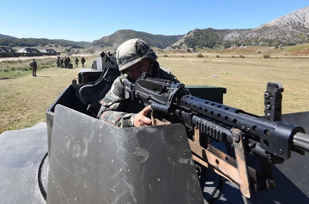 Land forces of the Albanian Armed Forces during its yearly exercise in the village of Biza. Pictures released by the Ministry.   