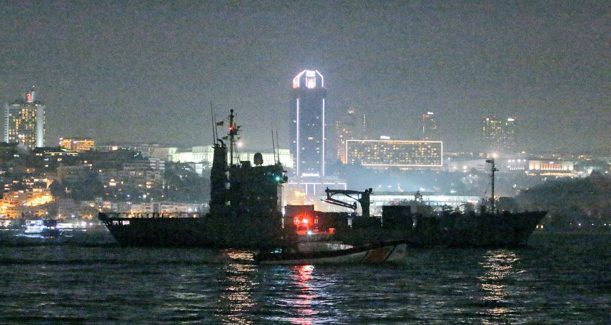 .@SNMCMG2 enters Black Sea: NATO SNMCMG2 flagship, German Navy 5th Squadron Type 404 Elbe class tender aux FGS Rhein A513 transited Bosphorus towards the Black Sea en route to Bulgaria to participate in joint hosted naval exercise #Poseidon18 and make a port call in Georgia.   