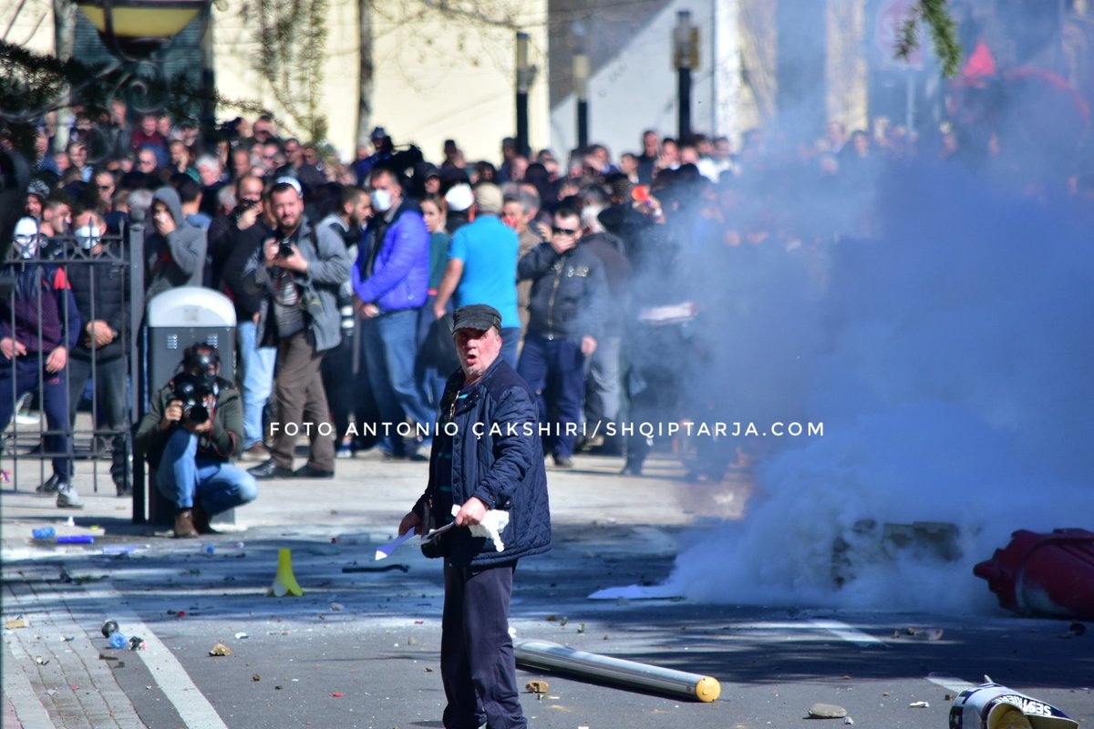 Opposition Protesters In Tirana, Albania Clash With Police In Front Of ...