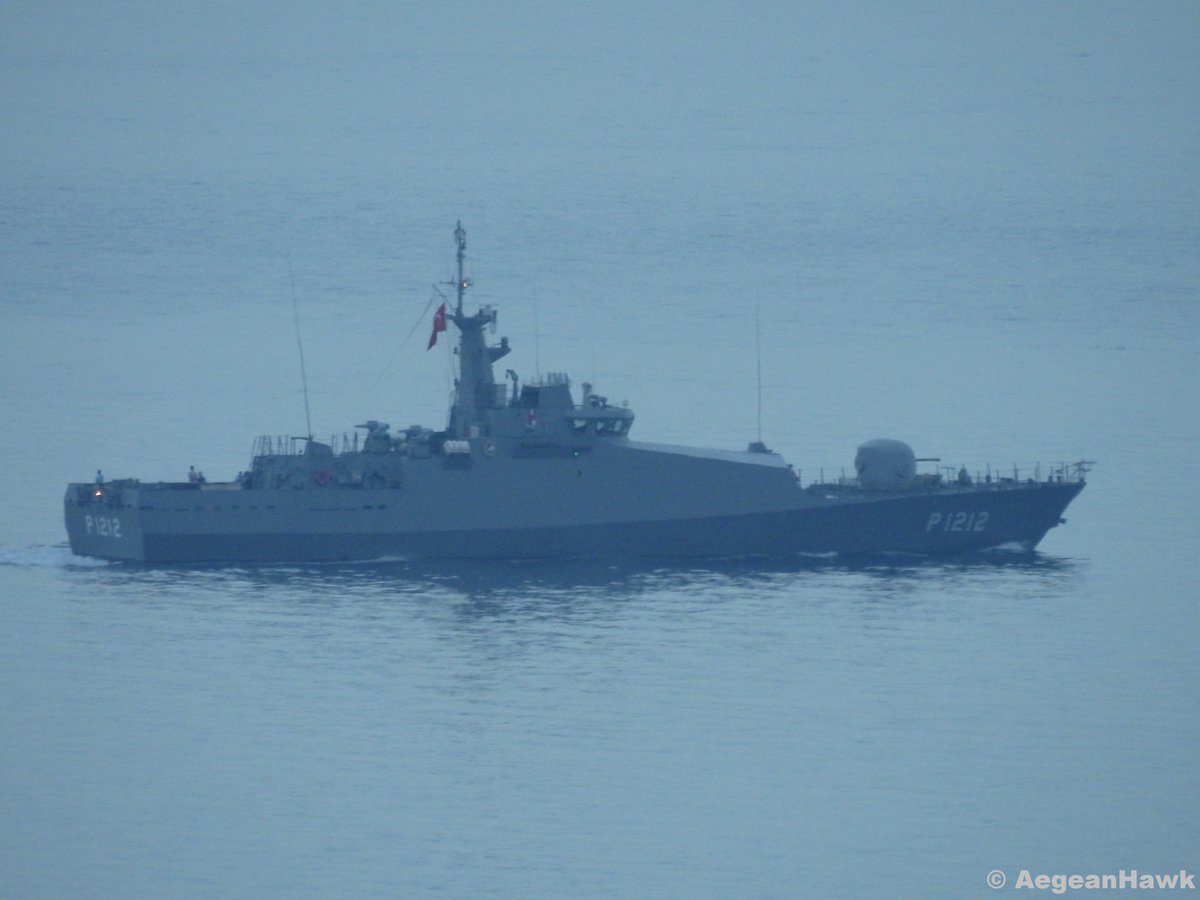 Turkish Navy ASW Tuzla class patrol boat P-1212 TCG Karatas southbound Chios Strait in east Aegean Sea   