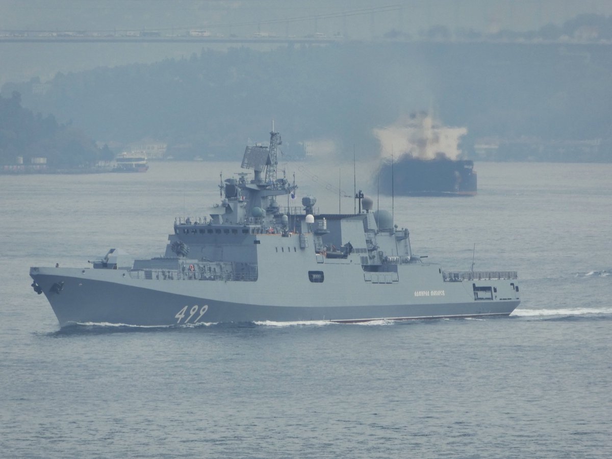 Russian frigate Admiral Makarov from Black Sea Fleet made a southbound transit through Istanbul this morning @10.00 local time. She will sail to Corfu to celebrate the liberation of the island from the French by the Russians