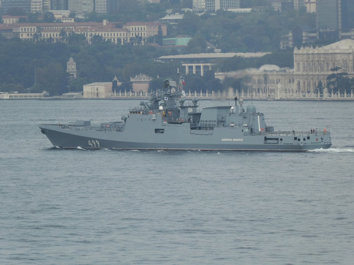 Russian frigate Admiral Makarov from Black Sea Fleet made a southbound transit through Istanbul this morning @10.00 local time. She will sail to Corfu to celebrate the liberation of the island from the French by the Russians