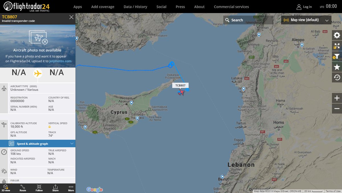 Turkish Bayraktar Tactical UAS tracking off the coast of Cyprus