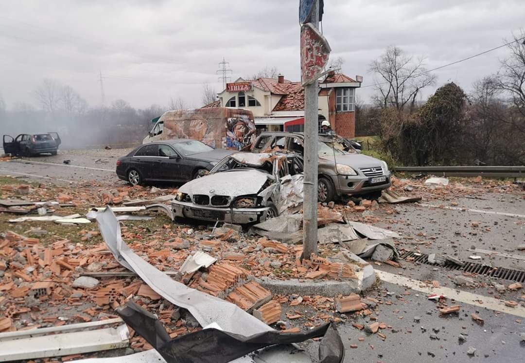 Result of gas station explosion near city of Zvornik in Bosnia and Herzegovina