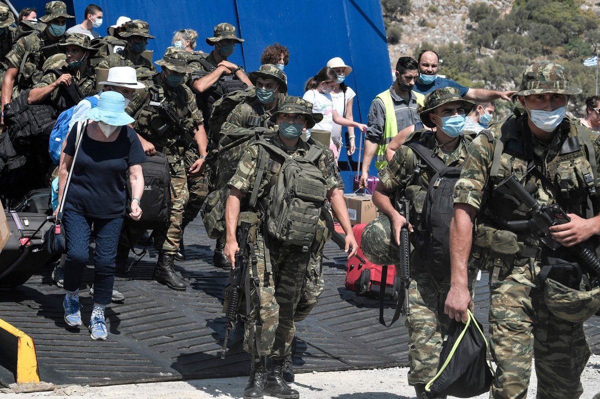 Greece sent troops to Kastelorizo island with a civilian ferry. The island of Kastelorizo is situated 2KM's off Turkish coast and it is in the center of the existing East-Med crisis between Turkey and Greece