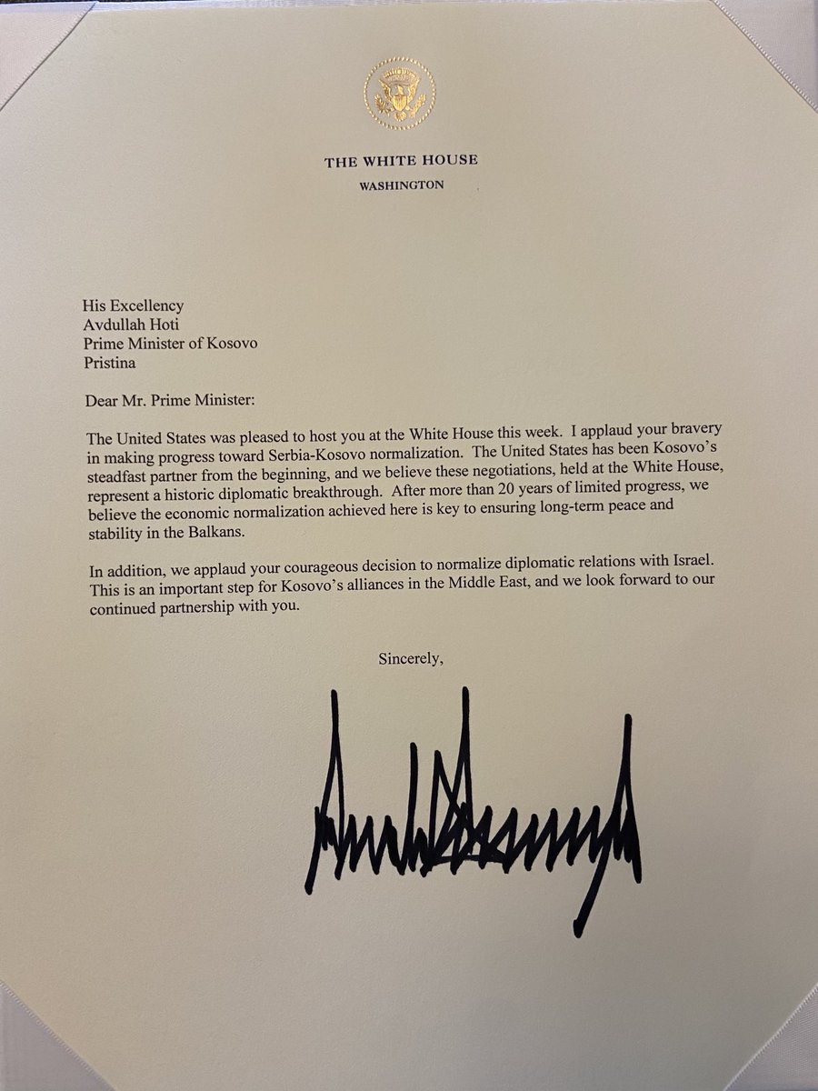 The White House agreement between Kosovo and Serbia