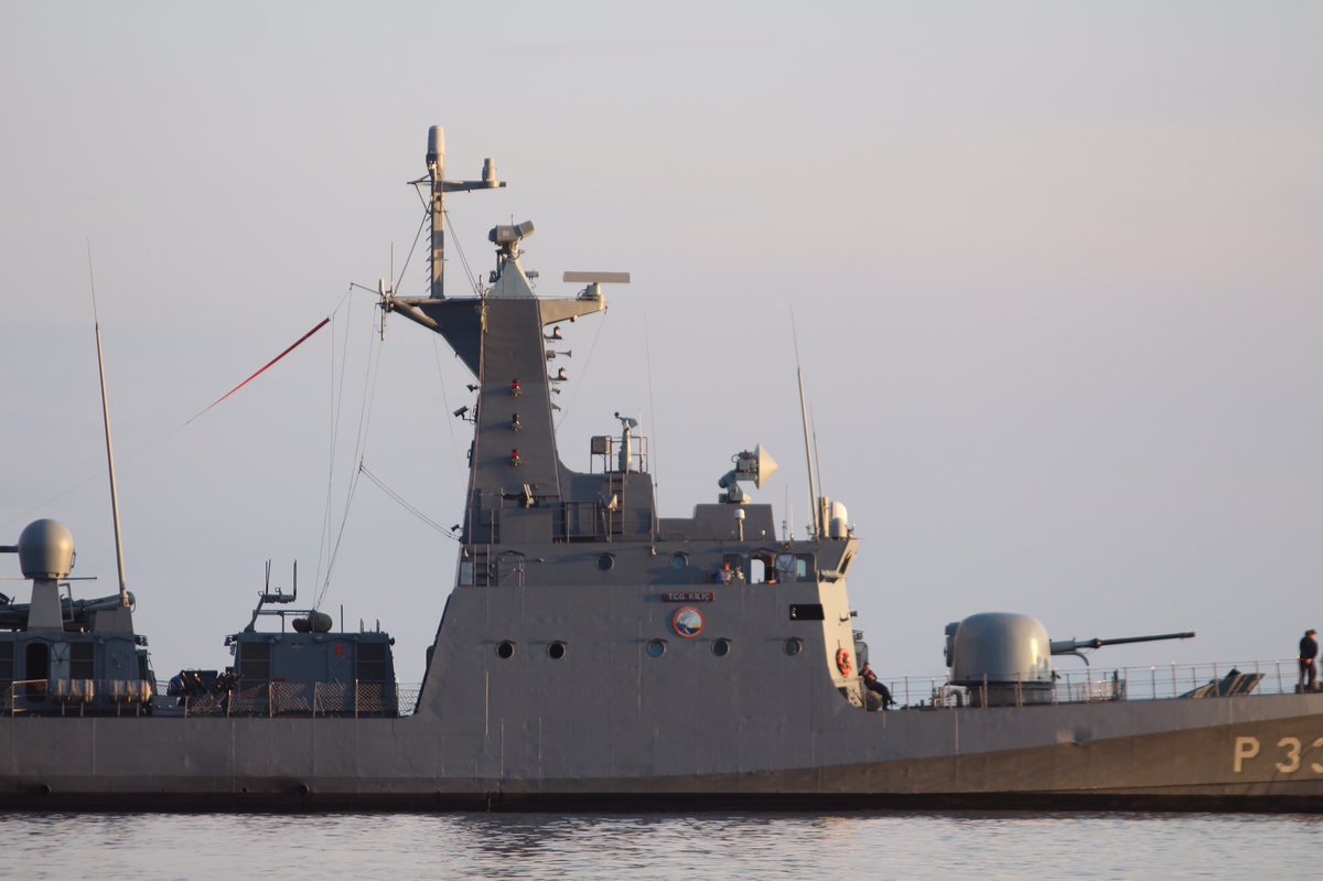 Turkish Navy Kılıç class fast attack craft TCG Kılıç P330 (HızlıGüçlüKeskin) moored to a buoy near Palamutbükü