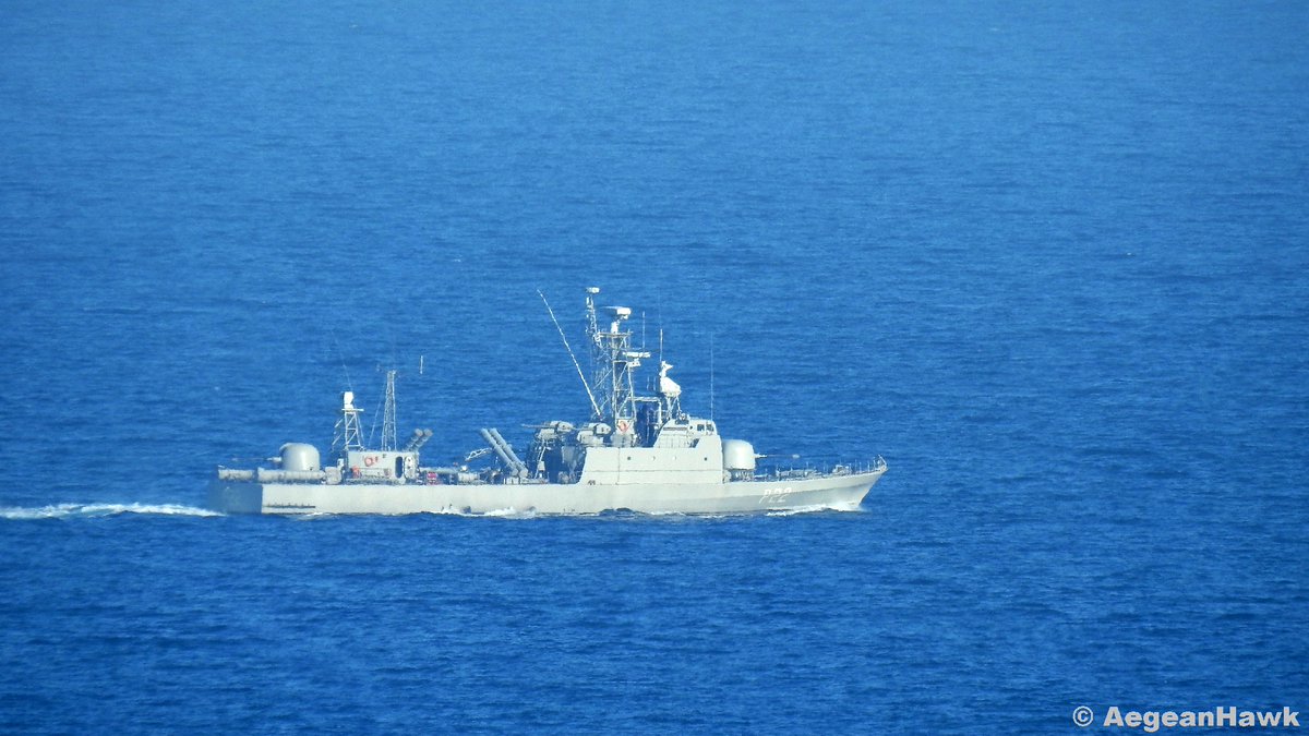 Hellenic Navy La Combattante III class Fast Missile Patrol Boat P22 HS Mykonios spotted today late afternoon southbound Chios Strait towards Chios island port