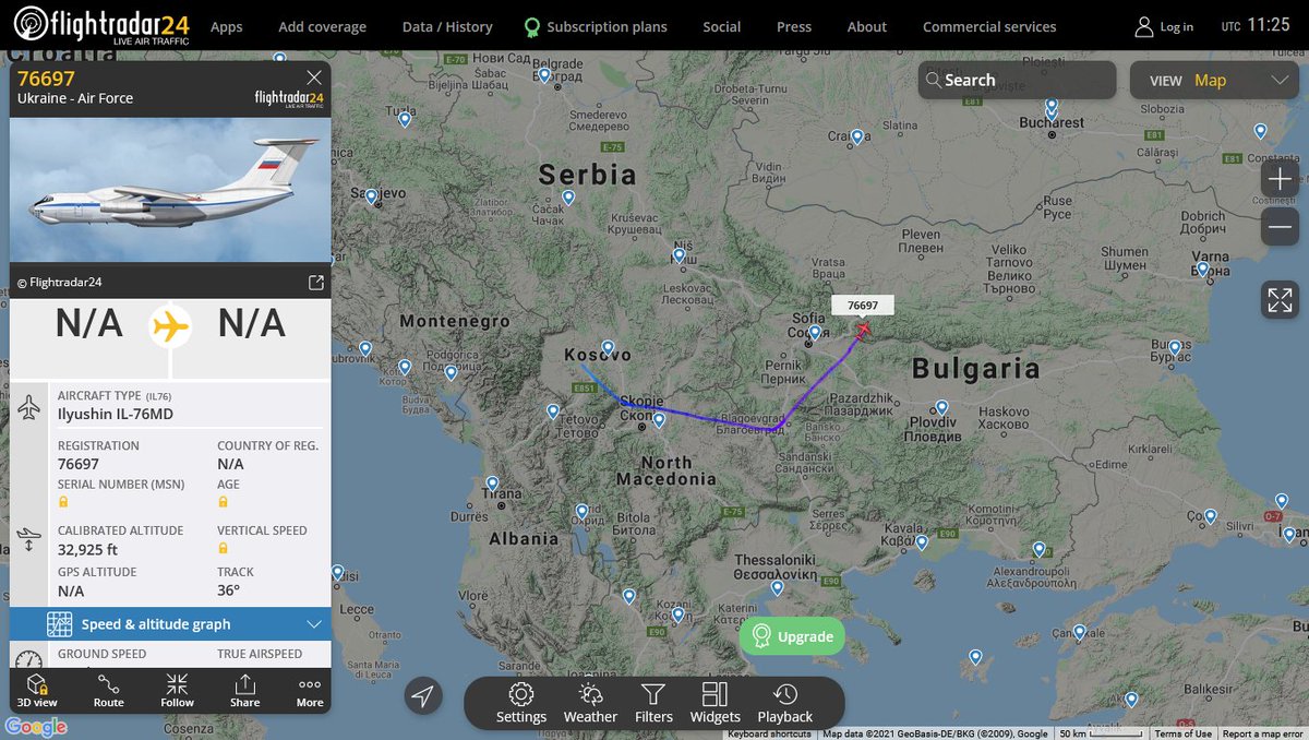 Ukranian Air Force Ilyushin IL-76MD 76697 airborne from Kosovo