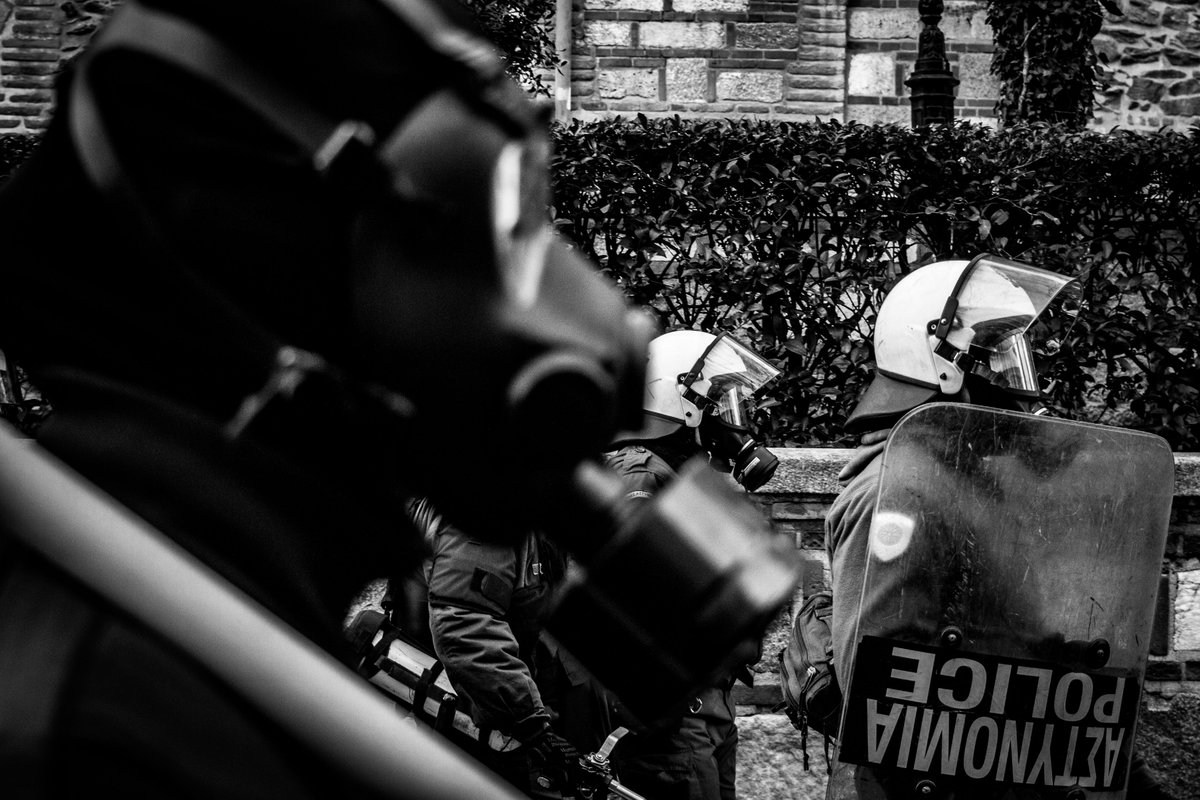 Photo from yesterday's march in solidarity with raided occupied spaces on the campus of the Aristotle University of Thessaloniki. Greece The demo was followed by clashes with Greek riot police in the centre of the city