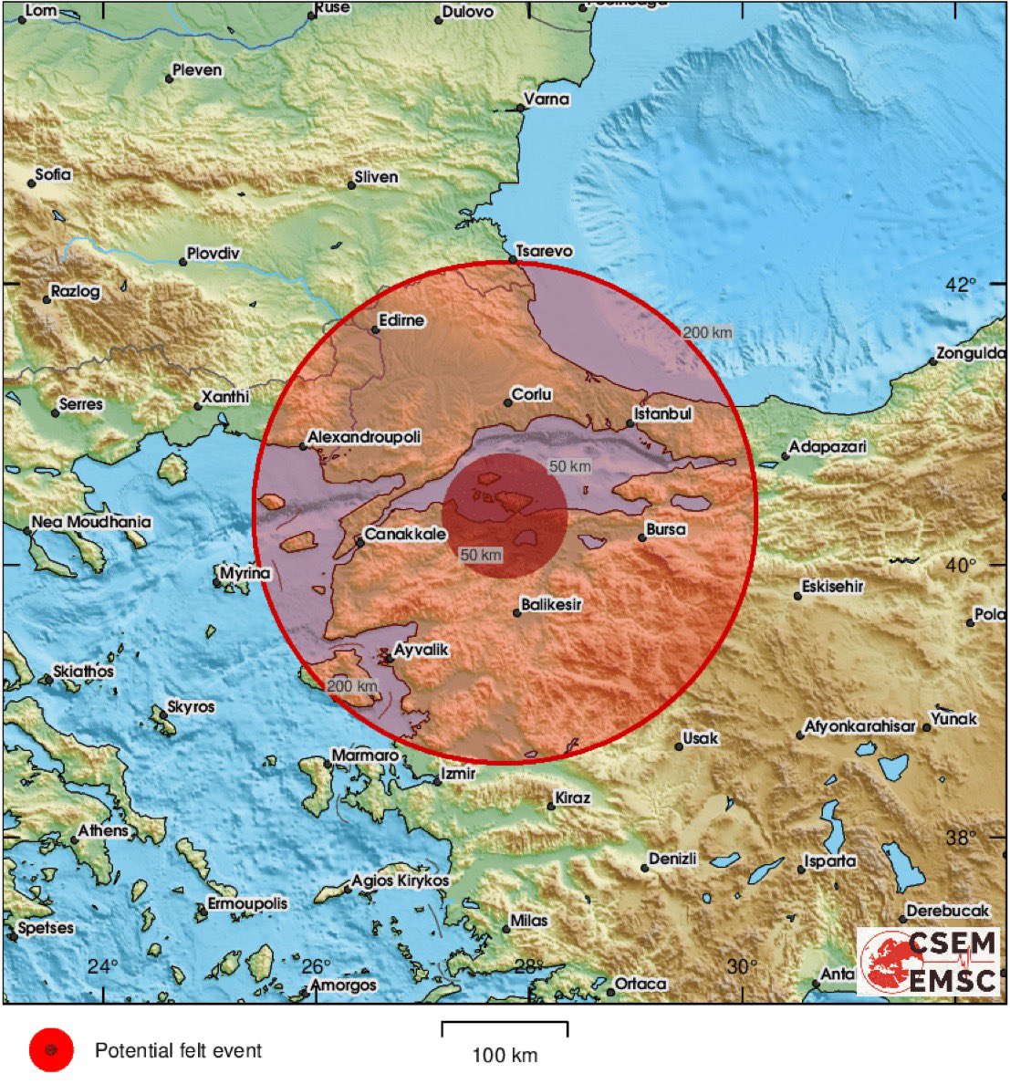 4.2 Magnitude Earthquake occurred in the Marmara Sea (EMSC)