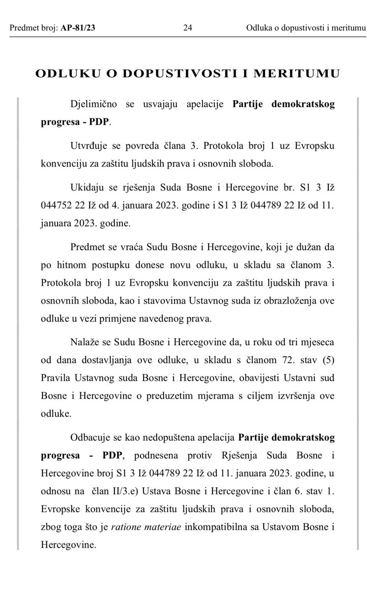 BiH’s Constitutional Court has partially struck down a decision by the Court of BiH which awarded secessionist Dodik key fourth envoy in BiH House of Peoples