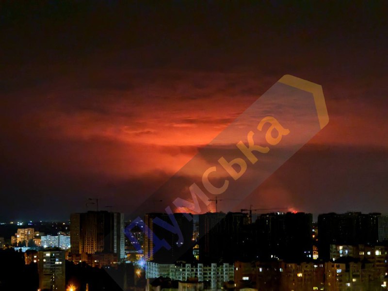 Big wildfire in Ukraine-Moldova border zone at Palanca