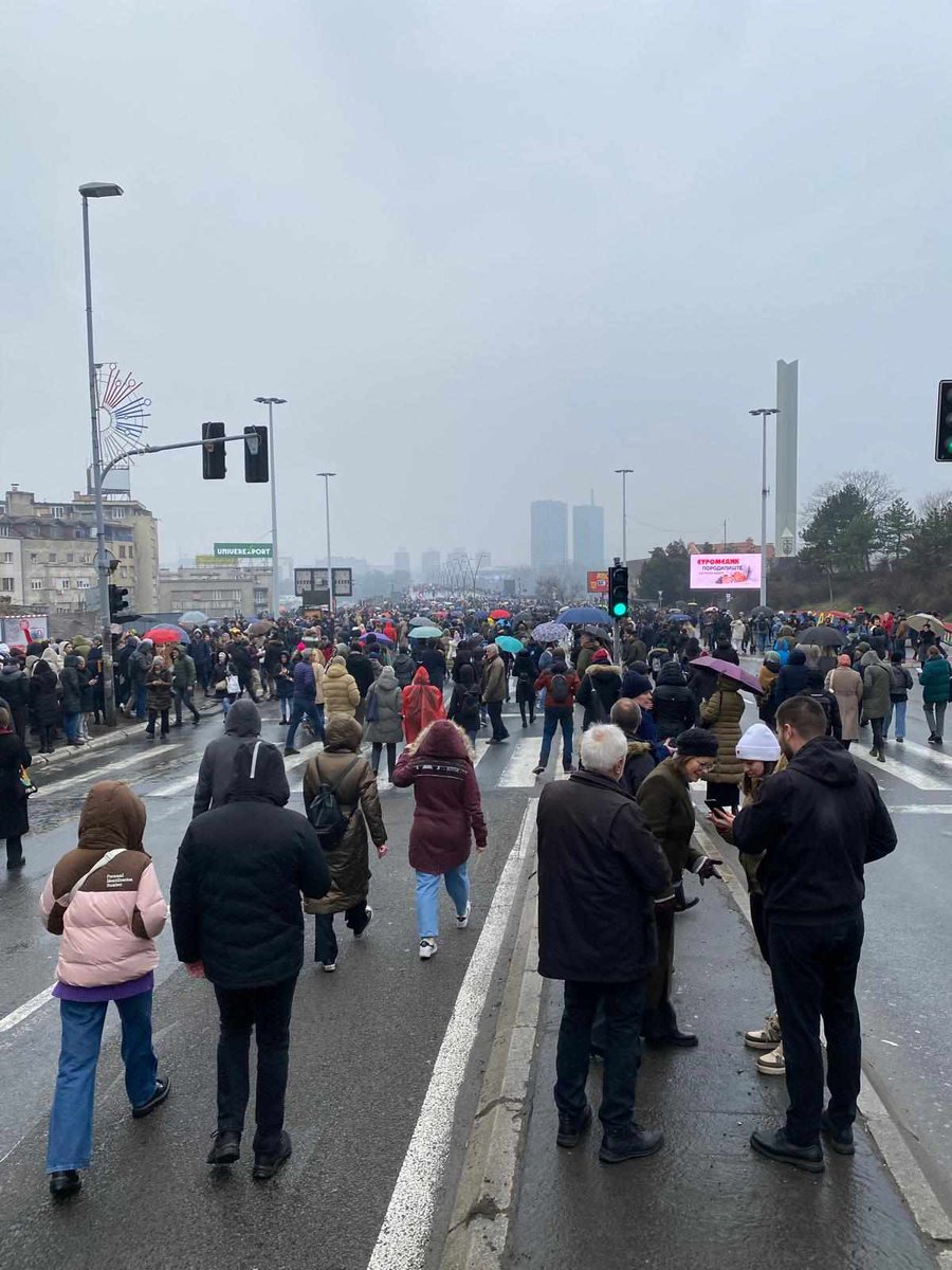 Tens of thousands of people joined students and pupils in Belgrade for a protest walk across the city and joined the call for a “general strike” on Friday