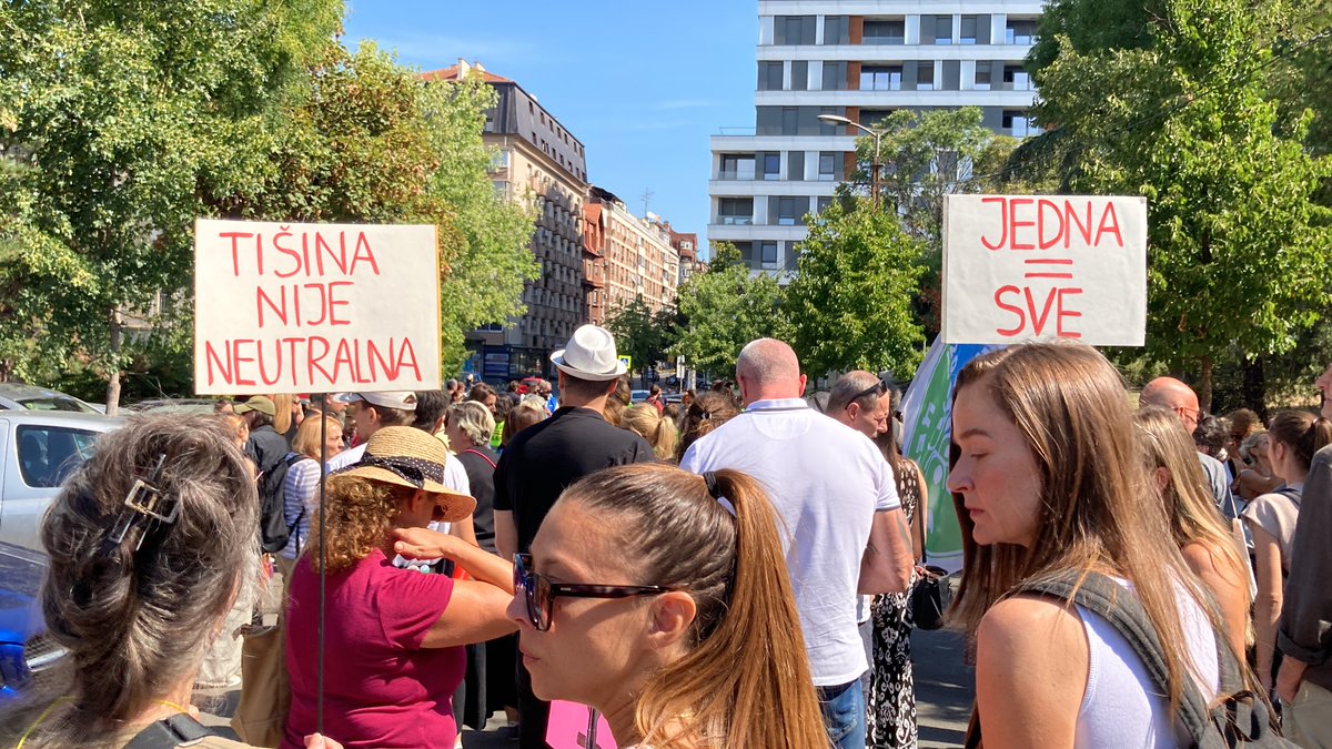 A protest in support of We Are All Nikolina is underway in Belgrade in support of the Faculty of Political Sciences student Nikolina Sinđelić, from where the participants went to the Government of Serbia.
