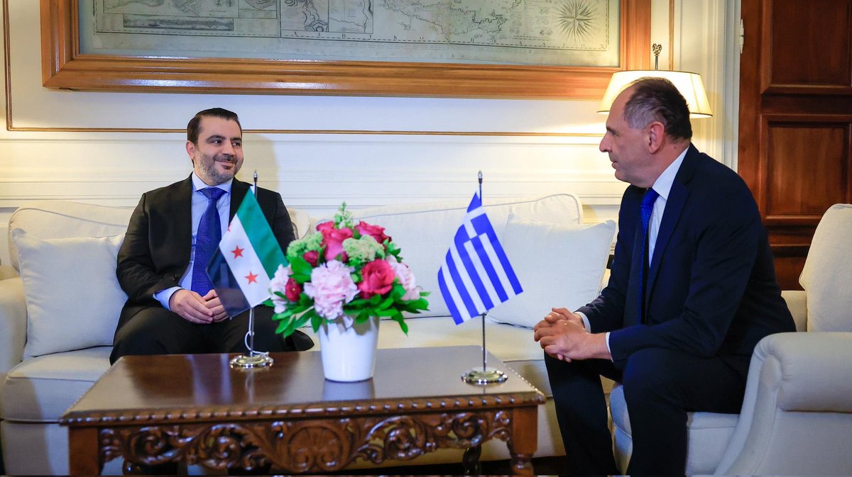 Greece hosts Syrian Foreign Minister Shaibani today. He met Greek FM Gerapetritis, where the two ministers held extensive discussions on several shared issues