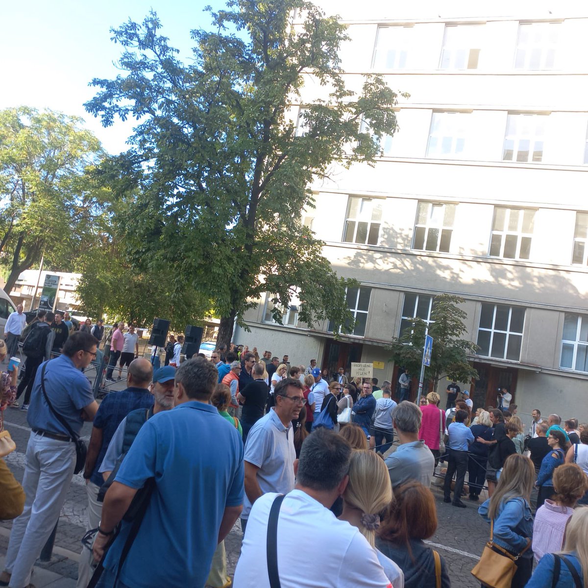 Protest in front of the Fifth Belgrade Gymnasium. Citizens protest against blackmail, threats and fear