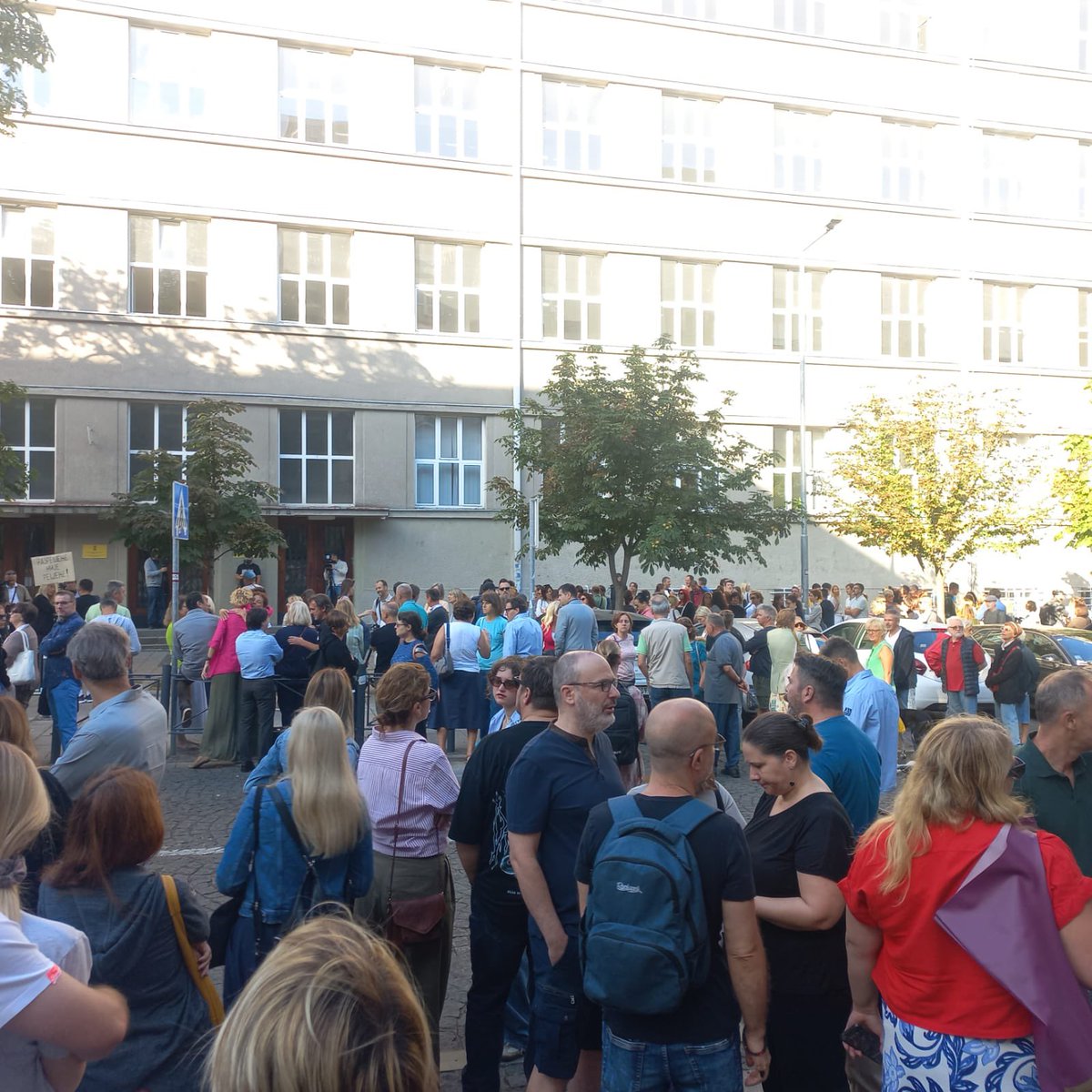Protest in front of the Fifth Belgrade Gymnasium. Citizens protest against blackmail, threats and fear