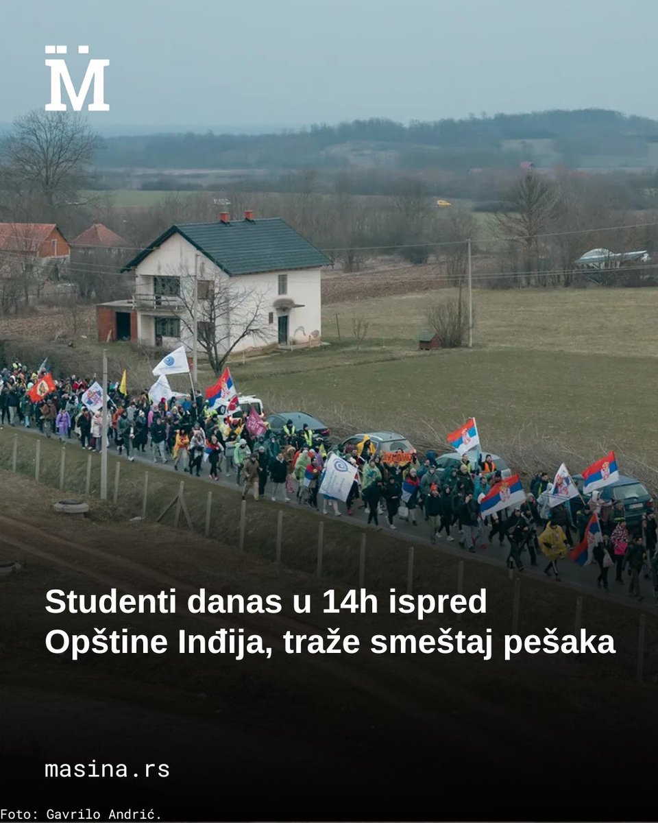 The students in the blockade will visit the Municipality of Inđija today at 2 pm after they were left without an answer from the local authorities on whether they will provide space for accommodation for students walking from Belgrade to Novi Sad ahead of the protest on November 1
