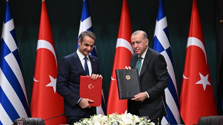 Turkey and Greece sign following deals during Mitsotakis / Erdogan meeting in Ankara: Memorandum of Understanding on Cooperation Between the Presidency of the Republic of Türkiye Investment Office and the Greece Investment and Foreign Trade Agency; Memorandum on Encouraging the Initiation of Ro-Ro Services Between İzmir Port and Thessaloniki Port; Memorandum on Strengthening Cooperation Within the Framework of the Black Sea Economic Cooperation Organization; Memorandum of on Strengthening Bilateral Cooperation on Earthquake Preparedness; Memorandum of on Cooperation in the Field of Culture; Joint Statement on Cooperation in the Field of Science and Technology Between the Ministry of Industry and Technology of the Republic of Türkiye and the Ministry of Development of the Hellenic Republic